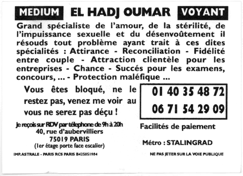 Monsieur EL HADJ OUMAR, Paris