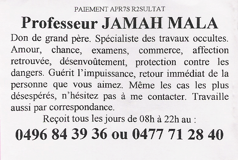 Professeur JAMAH MALA, Belgique