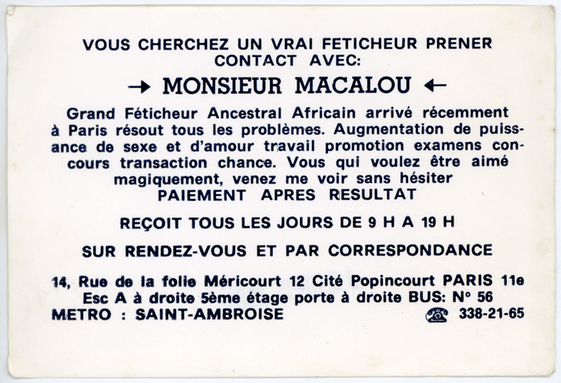 Monsieur MACALOU, Paris
