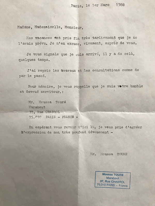 Moussa TOURE, Paris