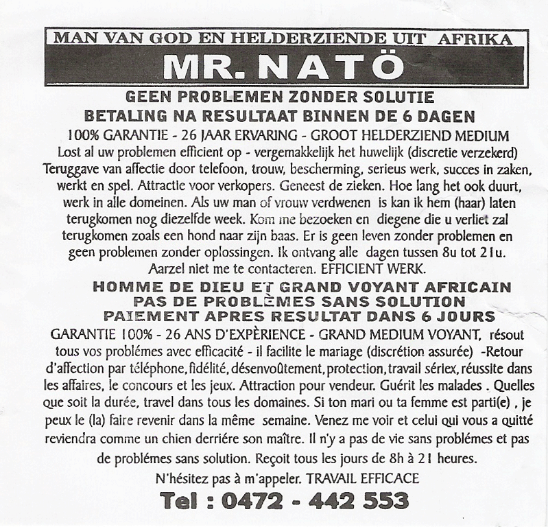 Maître NATÖ, Belgique