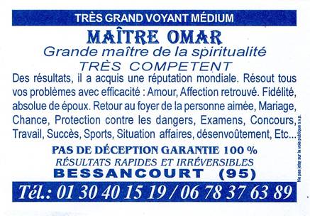 Maître OMAR, Val d
