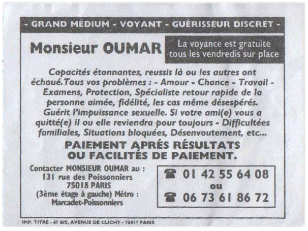 Cliquez pour voir la fiche dtaille de OUMAR