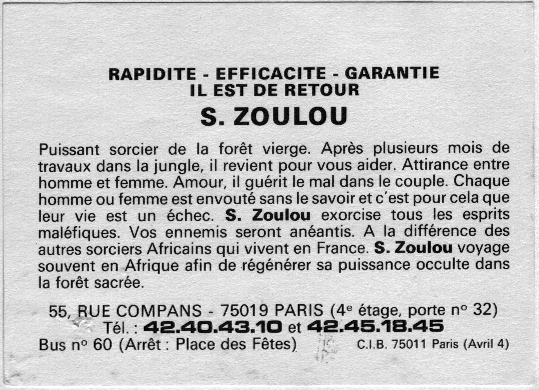 S. ZOULOU, Paris
