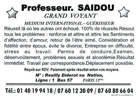 Cliquez pour voir la fiche dtaille de SAIDOU