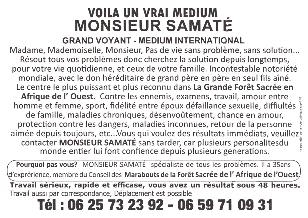 Monsieur SAMATÉ, (indéterminé)