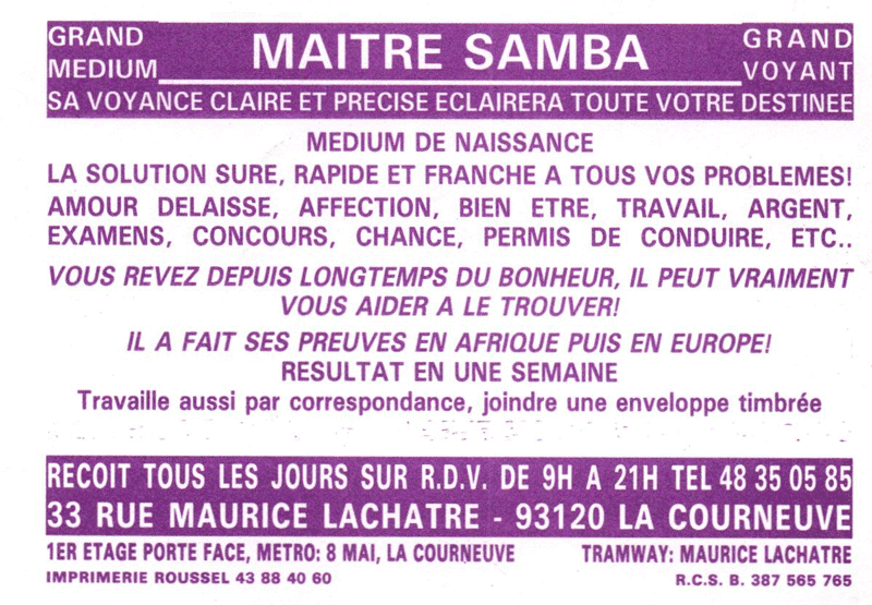 Maître SAMBA, Seine St Denis