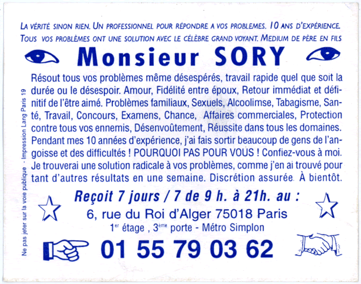 Monsieur SORY, Paris