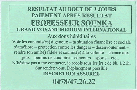 Professeur SOUNKA, Belgique