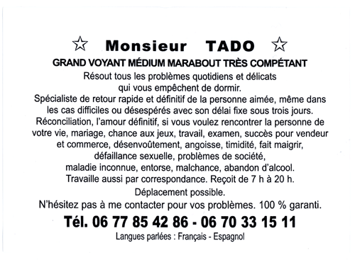 Cliquez pour voir la fiche dtaille de TADO