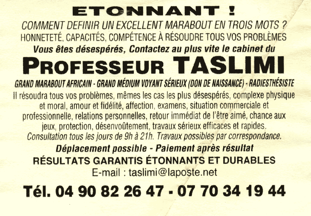 Professeur TASLIMI, (indéterminé)