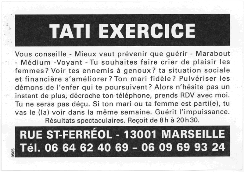 TATI EXERCICE, Marseille